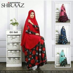 GS 060 by SHIRAAZ Baju Gamis Syar’i Monalisa Printing + Khimar Bubble Pop