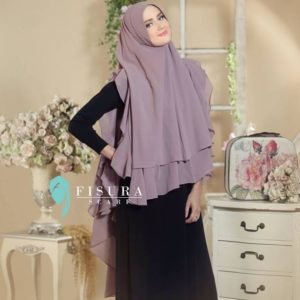 Khimar HALIMAH Ori by FISURA SCARF Kerudung Bahan Ceruti