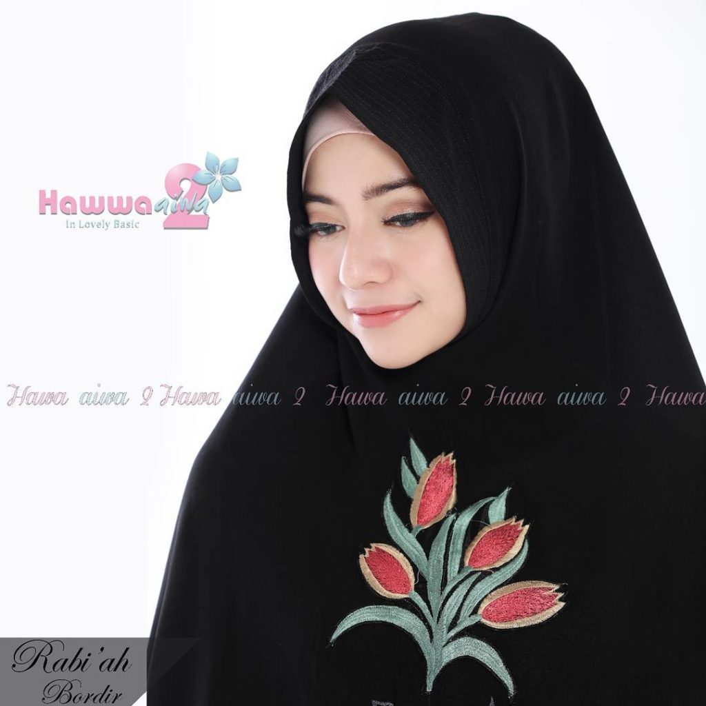 Khimar Rabi'ah Bordir Hawwa Aiwa Bahan Ceruty Babydoll 2 Layer No 06 2