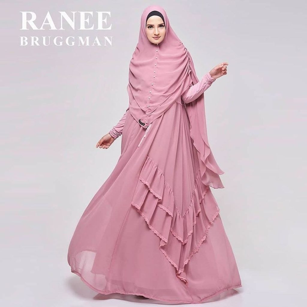 Syahla Syari by Ranee Bruggman Baju Gamis Cantik Ceruti Jersey Berkualitas Warna Pink 03