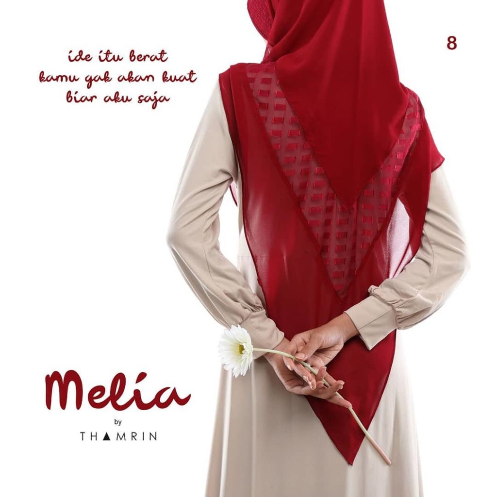 Khimar Melia by Thamrin Kerudung Simple Bahan Ceruti 2 Lapis Warna Merah Marun 8