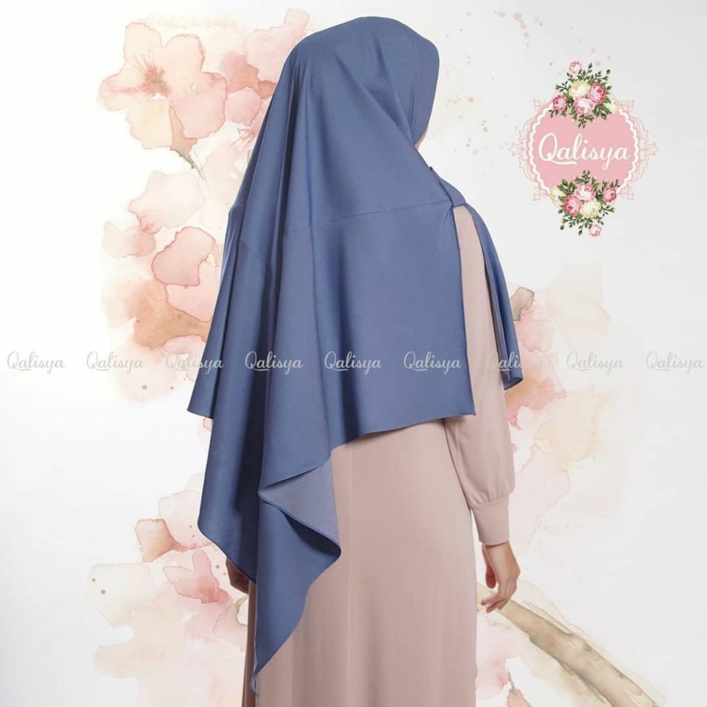 Khimar Safwana Denim by Qalisya Hijab Simple Bahan Tensil Denim 7 1