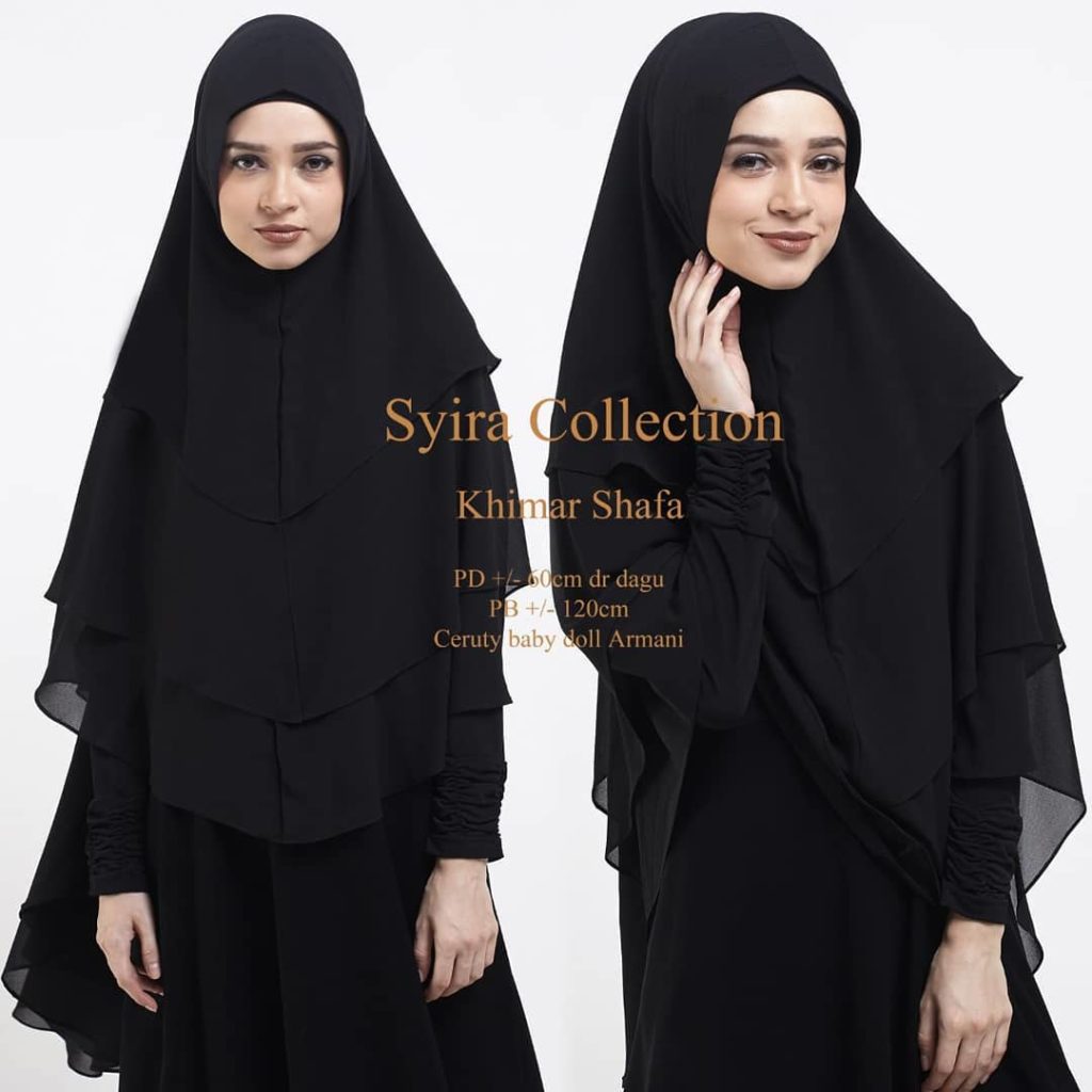 Khimar Shafa by Syira Collection Kerudung 3 Lapis Bahan Ceruti Babydoll 1 Warna Hitam