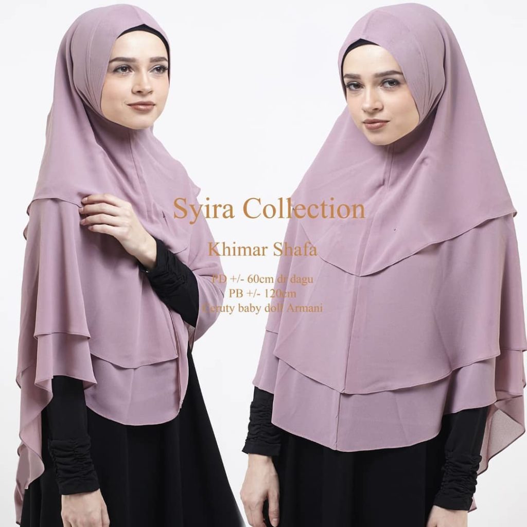 Khimar Shafa by Syira Collection Kerudung 3 Lapis Bahan Ceruti Babydoll 2 Warna Ungu