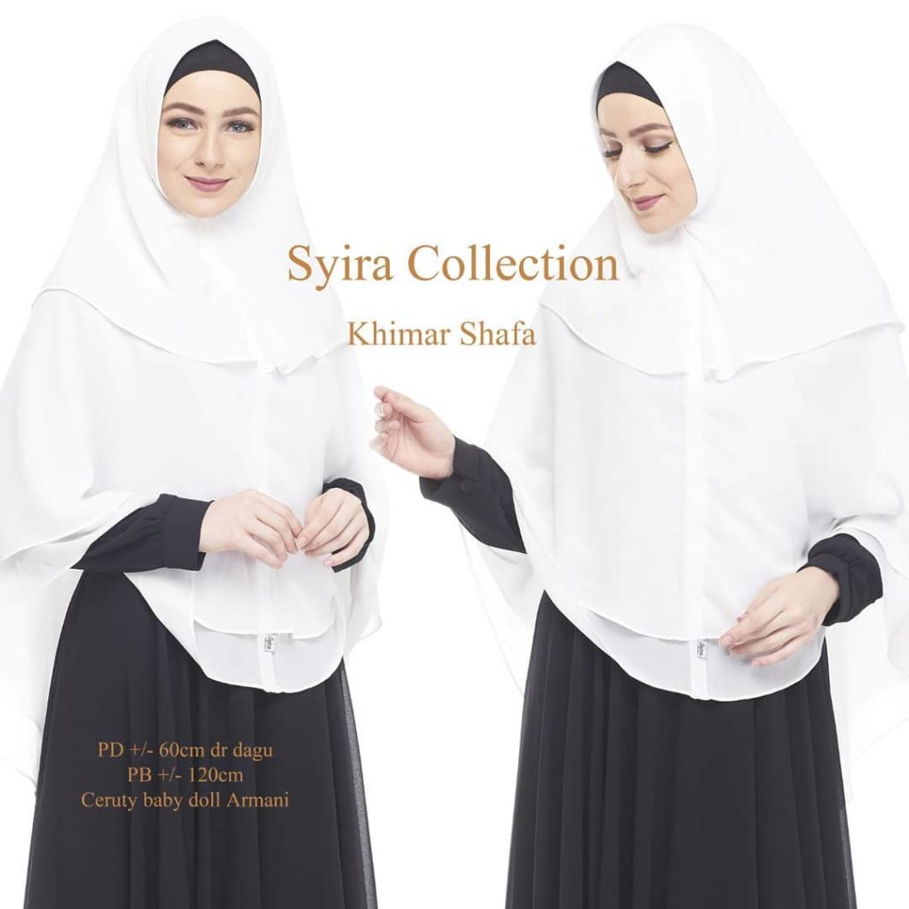 Khimar Shafa by Syira Collection Kerudung 3 Lapis Bahan Ceruti Babydoll 3 Warna Putih