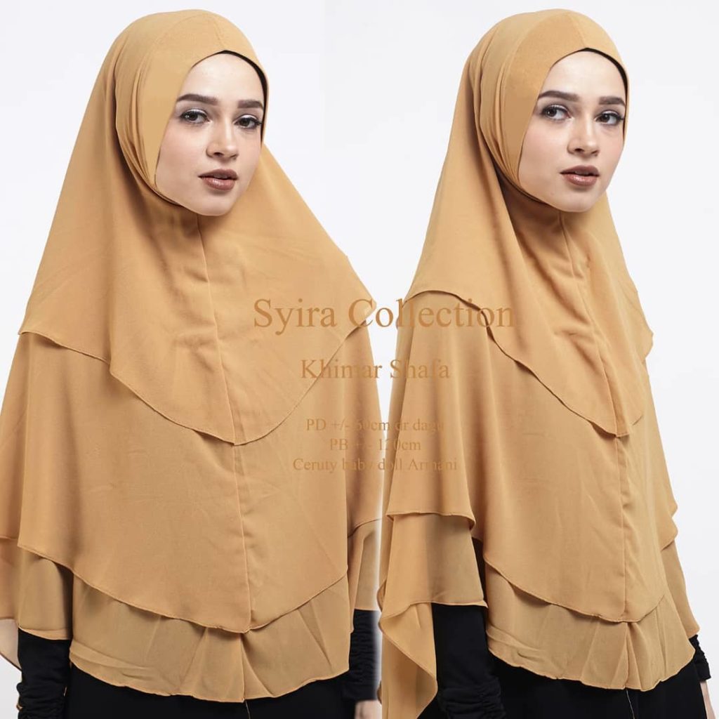 Khimar Shafa by Syira Collection Kerudung 3 Lapis Bahan Ceruti Babydoll 5 Warna Kuning Gold