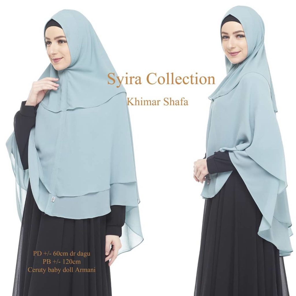 Khimar Shafa by Syira Collection Kerudung 3 Lapis Bahan Ceruti Babydoll 6 Biru Muda