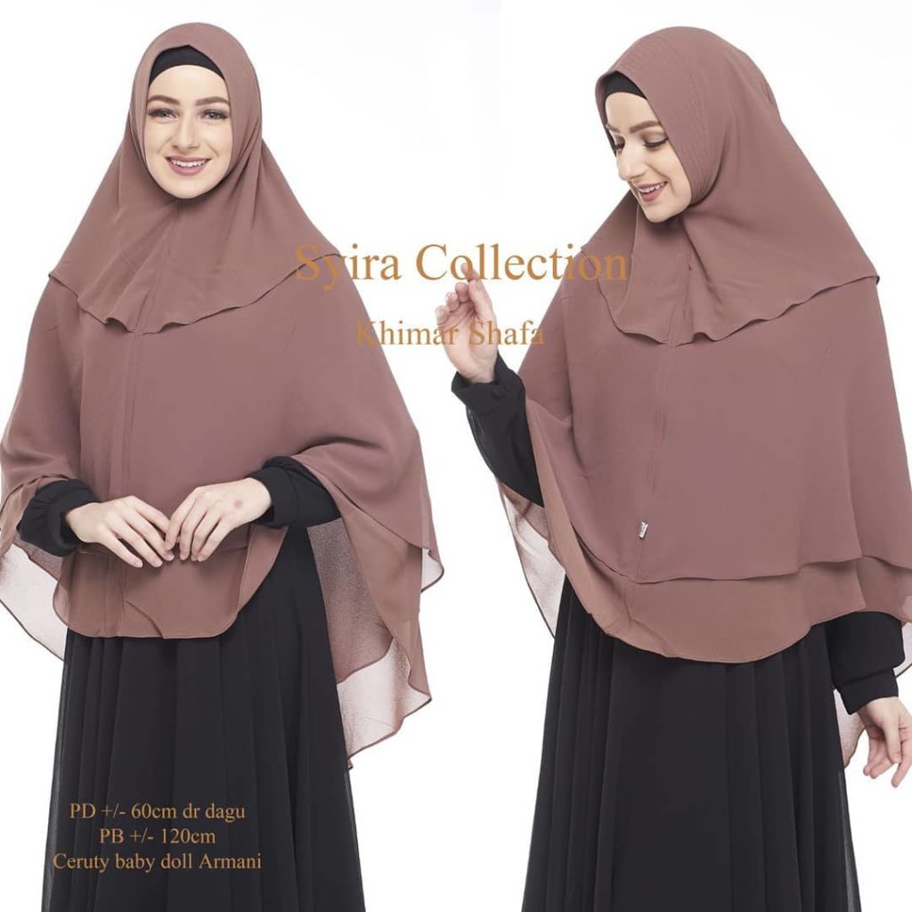 Khimar-Shafa-by-Syira-Collection-Kerudung-3-Lapis-Bahan-Ceruti-Babydoll-7-Warna-Coklat