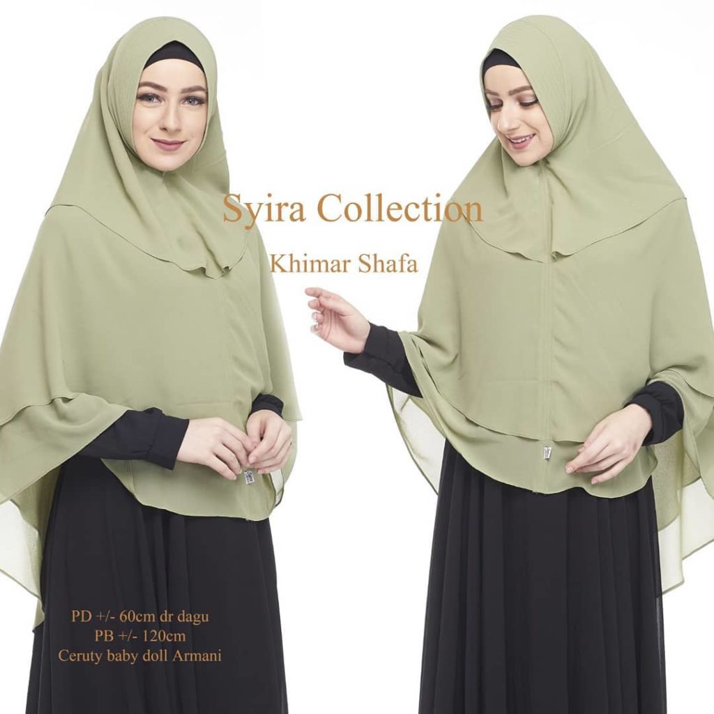 Khimar Shafa by Syira Collection Kerudung 3 Lapis Bahan Ceruti Babydoll 8 Hijau